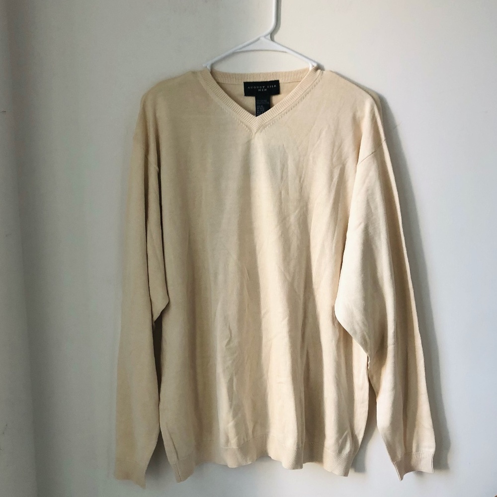Vintage August Silk Men V Neck Sweater XL